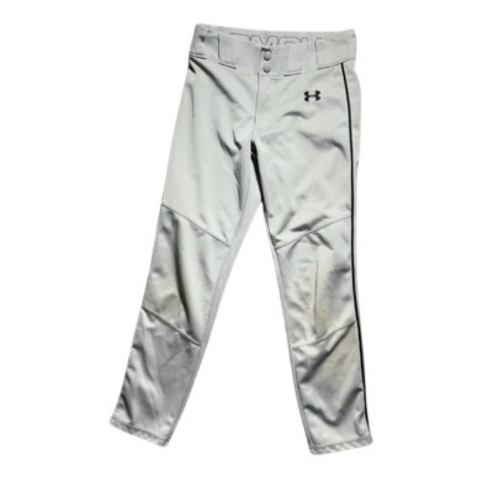 UA Under Armour Gray with Black Piping Baseball Pants Youth Size M Medium 27x27
